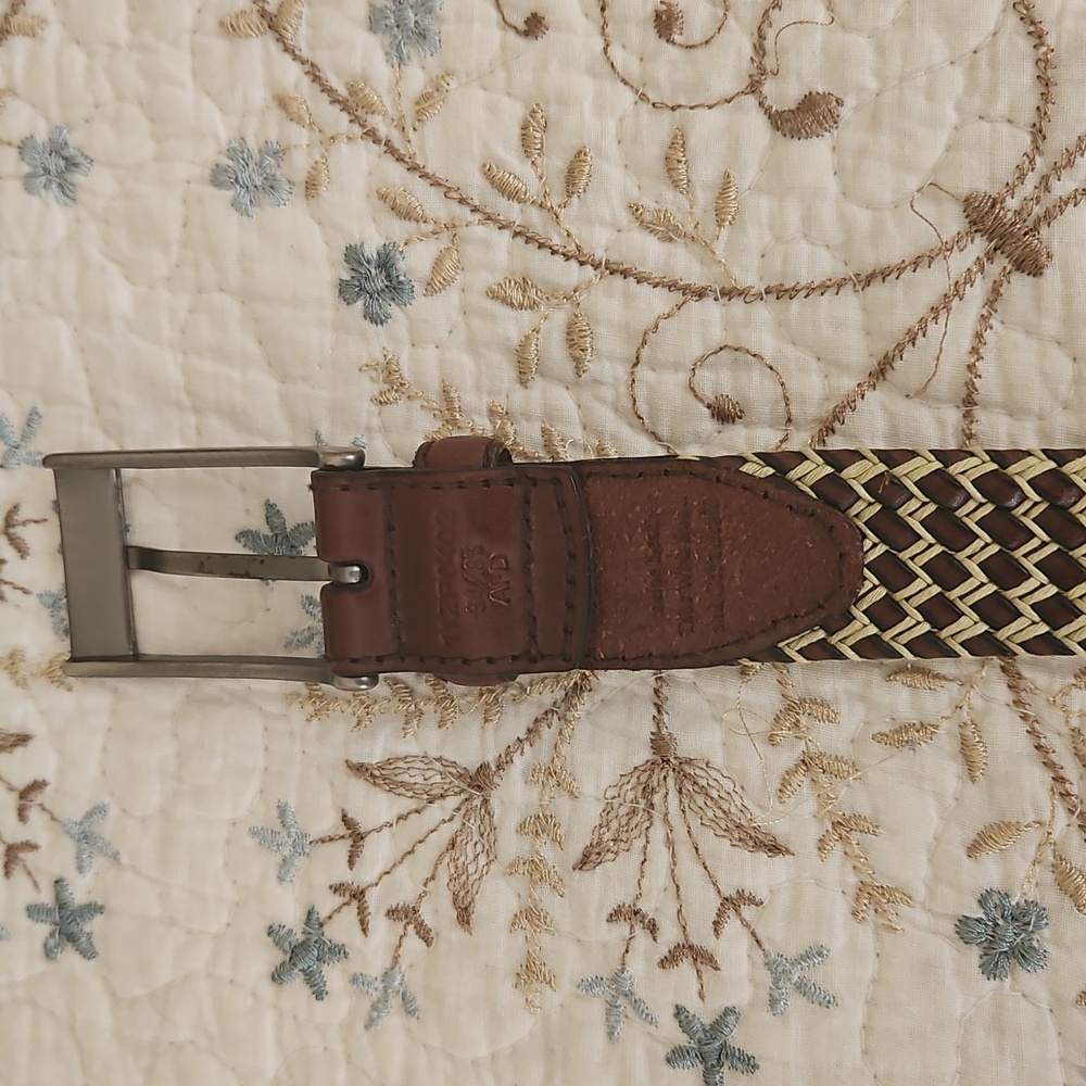Vintage Genuine Leather Men's Belt With Cord Braids Size 34 - Picture 2 of 12